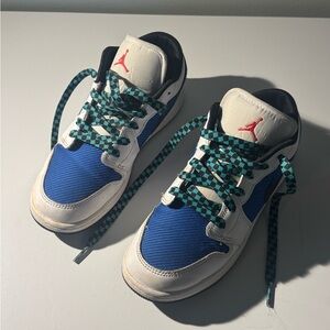 Kids Blue and White Jordan Sneakers